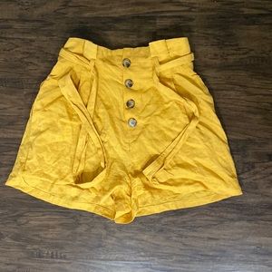High waste linen burnt yellow shorts. Worn once